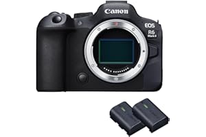 Canon EOS R6 Mark II Appareil Photo Hybride sans Objectif + 2 Batteries (Kit Batterie Supplémentaire) - 24,2 mégapixels, 40 img/s, vidéo 4K 60p, Dual Pixel CMOS Auto Focus II, Noir