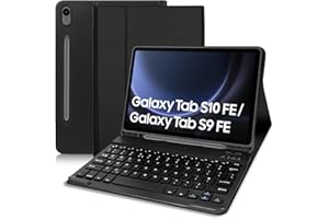 LACHESIS Keyboard Case for Samsung Galaxy Tab S10 Lite/S10 FE 2025/S9 FE 2023/ S9 2023-UK Layout Bluetooth Detachable Wireless Keyboard for Tab S10 Lite/S10 FE/S9 FE/S9(10.9''/11'')-Black