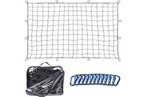 LOFERMA Cargo-Netz für Auto – 120x180 cm, Robustes Bungee-Netz mit 12 Haken & Clips | Inkl. Aufbewahrungstasche | Ideal für kleine & große Lasten (Blau)