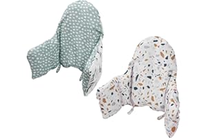 LOMGWUMY Coussin pour chaise haute, coussin pour chaise haute IKEA Antilop, lot de 2 coussins pour chaise haute, coussin gonflable intégré, siège bébé plus confortable (feuille fraîche/fleur de pierre)