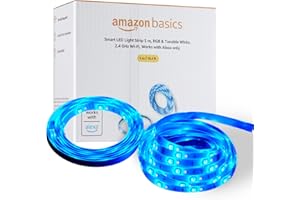 Amazon Basics Smart LED Light Strip 5m, RGB & Tunable White, Works with Alexa Only, Multicolor