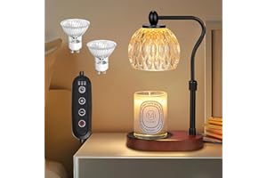 FineFizz Candle Warmer Lamp, Adjustable Electric Candle Lamp with Dimmer & Timer, Wax Melt Warmer with 2 Bulbs, Candle Melting Lamp for Various Candles