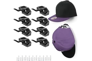 Cap Halterung Wand, 8 Stück Selbstklebende Huthalter Kappenhalter, Platzsparender Cap Organizer für Wandmontage, Basecap Halterung Wand für Hüte Mützen Schlüsselanhänger Kopfhörer Halskette (Schwarz)