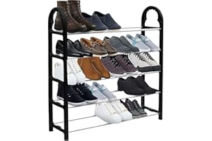 KEPLIN Meuble à Chaussures à 5 Etages - Montage Rapide sans Outils, Peut Contenir Jusqu'à 15-20 Paires, Rack Organisateur de Chaussures pour Gain de Place, (L) 71cm x (l) 18cm x (H) 76cm (Noir)