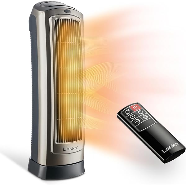 Lasko Oscillating Digital Ceramic Tower Heater for Home with Adjustable  Thermostat, Timer and Remote Control, 23 Inches, 1500W, Silver, 755320 :  Amazon.co.uk: Home u0026 Kitchen
