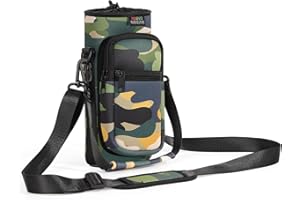 Nuovoware Bolsillo de Botella Agua Portátil Neopreno, 750ml/1000ml/1800ml Bolsillo con Correa Hombro Prueba Caída, Funda Impermeable Botella Agua Protectora para Viaje