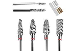 CGBE Nail Drill Bits Set, 6 Pieces Nail Drill Bits, 3/32''(2.35mm) Professional Bits for Nail Cutter, Nail Cutter Tips Grinding Heads Carbide Machine Accessories for Acrylic or Gel Remover - Fine