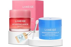 AVATOPIA Laniege Lip Sleeping Mask Berry 20g and Mini Skincare Water Sleeping Mask 15ml with Silicone Lip Applicator Brush Bundle, Hydrating Lip Masks, overnight mask, lip mask set