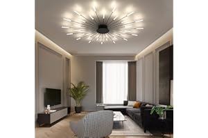 WAYSK Plafond Led Moderne, Lustre De Feu à Feu D'artifice Semi-lustre à Chasse D'eau Noire éclairage De Plafond Pour Chambre à Coucher De Salon Cuisine Salle à Manger Du Restaurant Décor Créat(Size:30Heads)