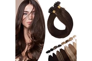 SEGO Extension Cheratina Capelli Veri 200 Ciocche 100g - 100% Remy Indiani U Tip Human Hair Naturali Lisci (50cm #4 Marrone Medio)