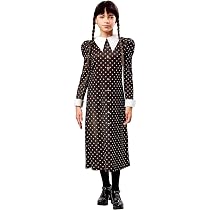 Rubies - Costume Wednesday Addams Divisa Scolastica per ragazze, vestito stampato con collo, Taglia XL (14/16 anni