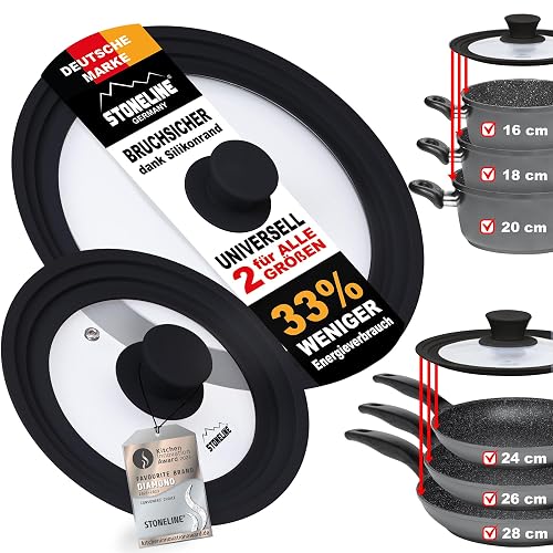 STONELINE 3-in-1 Universaldeckel-Set, 2-teilig