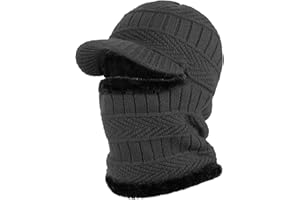 AYPOW Winter Knit Balaclava Beanie Hat with Flexible Neck Warmer, Unisex Windproof Warm Ski Face Mask for Outdoor Sports
