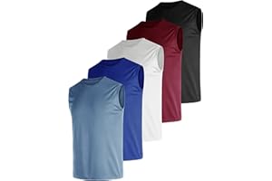 E-LIINJOYE Pack of 5 Sleeveless Tank Tops Men's Tank Top Quick-Drying Breathable Muscle Shirt Undershirt Summer Fitness Running Tank Shirts Sleeveless Sports Gym Running Functional Shirt for Men
