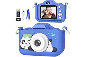 Mgaolo Kids Camera Toys for 3-12 Years Old Boys Girls Children,Portable Child Digital Video Camera with Silicone Cover, Christmas Birthday Gifts for Toddler Age 3 4 5 6 7 8 9 (Panda-Blue)