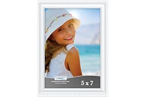 Icona Bay 7x5 White Picture Frame Beautifully Detailed Moulding, Contemporary Picture Frame, Wall Mount or Table Top, Inspirations Collection