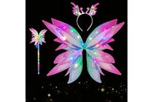 SHENRONGTONG Leuchtende Feenflügel, leuchtende Schmetterlingsflügel für Mädchen und Frauen, LED-Feenflügel, glitzernde Engelsflügel für Kinder und Erwachsene, Regenbogen-Schmetterlingsflügel zum Verkleiden