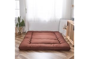 ‎MAXYOYO MAXYOYO Klappmatratze Futon Matratze Bodenmatratze Gepolsterte Japanische Tatami Gesteppte Bett, Dicke Faltmatratze Schlafmatte Rollmatratze Bodenliege Gästematratze (Kaffee, 135x190 cm)