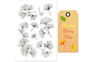GLOBLELAND Ginkgo Leaves Clear Stamps Silikon-Stempelkarten für Kartenherstellung und DIY-Scrapbooking Herbst Transparenter Gummistempel für Scrapbooking und Tagebuch-Foto-Grußkarte Dekoration