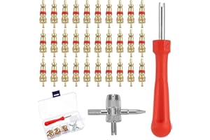 Chutoral Tyre Valve Repair Kit, 34 PCS Valve Core Remover Tool Kit, Tyre Valve Core Remover, with Valve Stem Cores, Valve Core Removal, Valve Tool for Bicycle Auto Car