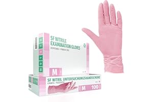 SF MEDICAL PRODUCTS GMBH Guanti in Nitrile, 100 pezzi scatole (M, Rosa), guanti da visita monouso, senza polvere, guanti per la pulizia, cucina sanitaria, pulizia della cucina, senza lattice, pulizia sicurezza manipolazione d