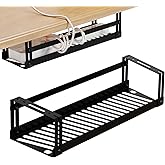 Pavstine Under Desk Cable Tray, 17 in Metal Tray Basket, Power Strip Holder, Cord Organizer, Wire Tamer for Home/Office Desk 