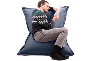 Avalon Cuscino Piccolo Puff Pouf Poltrona Sacco Imbottito 220L Tessuto antistrappo/Impermeabile con Sacca Interna Jive 130x90cm per Bambini Made in Italy Colore Blu scuro