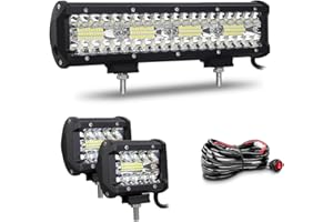 Willpower 12 Zoll 30CM 240W Led Arbeitsscheinwerfer Bar + 4 Zoll 10CM 60W Led Scheinwerfer + Kabelbaum 12V 24V Flutlicht Spot Led Bar für Offroad Auto Traktor Zusatzscheinwerfer Rückfahrscheinwerfer