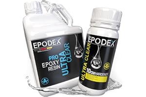 EPODEX Epoxidharz Set PRO MAX | Kristallklares Epoxy Resin für Gießhöhen bis 10cm | Gießharz Set ohne oder mit Farbstoffen | Für River-Tische, Lampen, Projekte mit hohen Form- und Gussteilen