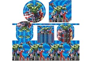 DecPtyTa Stoviglie per Festa di Compleanno Avengers - Decorazioni, Piatti, Tovaglioli, Tovaglia Hulk - Adatto per 20 Persone (A)