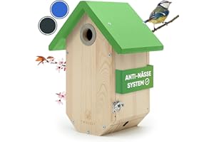 TWOCOZY Premium Nistkasten für Meisen | Kohlmeisen [SPECHTSCHUTZ & NESTSCHUTZ] wetterfest & verschraubt | Maße NABU konform | Vogelhaus zum Aufhängen für Meisen - 32 mm (Grün, 17cm x 23,5cm x 32cm)