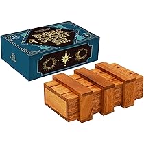 BSIRI Kid Magic Box Puzzle Brain Teaser - Monkey Pod Wooden Secret