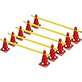 Rhinos sports, set di ostacoli a incastro per cani, composto da 10 coni multifunzione (22,5 cm) con 5 aste di allenamento (1 