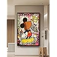 Artsense Wood Micky Mouse Canvas Painting For Wall Decoration Abstract Wall Painting For Living Room, Kids room, hall etc. Big Size Painting With Frame-Multicolor -20X30 Inches/(50X71Cm) (Micky-Mouse)