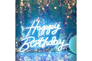 DAKABUKA LED Neon Happy Birthday Sign Night Light Birthday Party Decorations Ice Blue USB Operated Decorative for Backdrop Party Bedroom Wall Décor 5v