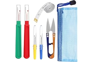 YPYMOD 4 Piezas Desgarrador de Costuras Set, con 1 Tijeras y 1 Caja Almacenamiento y 1 Cinta Métrica, para Dobladillos, Costureras, Bolsillos, Costura