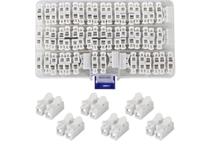 AITRIP 55PCS CH2 Quick Connector Spring Wire Connectors Block, Electrical Cable Clamp Terminal Block Quick Terminals Connector Block for Electrical Wiring
