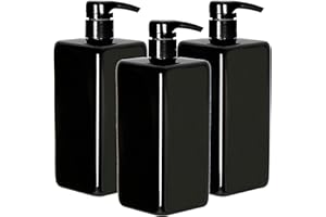 ‎YOUNGEVER Youngever 3er-Set 1L Pumpflaschen für Shampoo, Mehrweg Kunststoff Pumpspender Seifenspender Dispenser Lotionspender Leerflasche für Flüssige Shampoo Lotionen Küche Bad (Schwarze)
