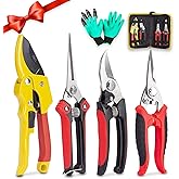 Fstop Labs 4 Pieces Garden Shears, Sharp Rose Shears Made of Stainless Steel, Precise Pruning Shears with Storage Bag, Bypass