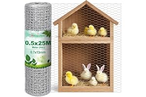 AMAGABELI GARDEN & HOME Amagabeli Rollo Malla Metálica Malla de alambre hexagonal 50cmx25m Mallas de Alambre 13 mm 0,7 mm Galvanizada Enrejado Triple Torsion Tamaño de malla Red de Alambre de Pollo Duro