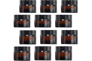 ToKinCen 12 Pezzi 15ml 20ml Vasetti di Vetro Ambrato, Vuoto Creme Vasetti Riutilizzabile Make Up Vasetti di Vetro Ambrato con Cappuccio Interno per Creme Viso Balsamo le labbra Lozione Contenitori