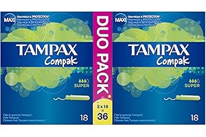 Tampax Compak Super 36 Tampons avec Applicateur en Plastique, 36 Unités