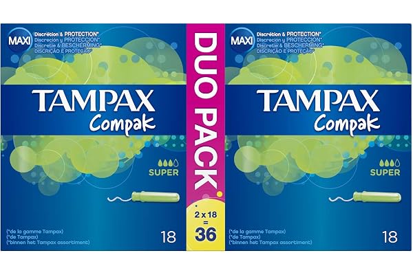 Tampax Compak Super 36 Tampons avec Applicateur en Plastique, 36 Unités