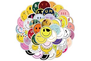 CANVERLENS Adesivi Faccina alla moda 50 pezzi di decalcomanie in vinile impermeabili per bottiglie d'acqua, computer portatili, automobili, skateboard, decorazioni per caverne da uomo