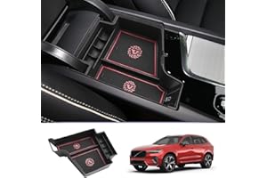 LUWU Compatible with Volvo XC60 XC90 V60 S60 V90 S90 2017-2024 2025 Centre Console Storage Box UK Car Armrest Organiser Tray Glove Box with Non-Slip Mat Volvo XC60 Interior Accessories（Red)