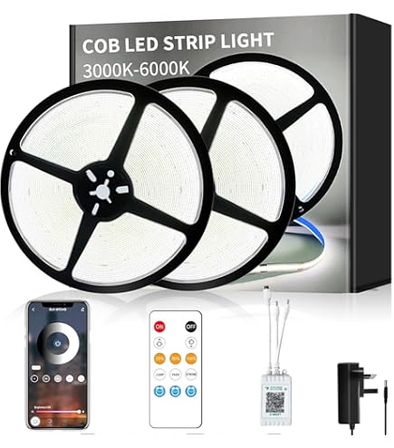 JOYLIT 24V LED Strip Side Emitting 16.4FT 630LEDs 6000K Cool White, UL Listed Premium SMD 4020 75W CRI 92 8000LM Super Bright Dimmable Adhesive Tape Light Indoor Task Lighting For Showcase