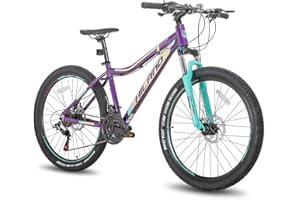 HH HILAND Hiland Bicicleta de Montaña de 26, 27,5 Pulgadas, Cuadro de Aluminio, 24 Velocidades, Disco Dual con Horquilla de Suspensión Lock-out para Mujeres…