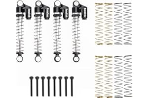 RampCrab RC-Stoßdämpfer 43 mm Aluminium-Telestoßdämpfer mit Gewinde für Axial SCX24 Deadbolt 90081 Bronco Gladiator JLU C10 B-17, 1/24 Crawler-Auto-Upgrade-Teile, 4 Stück (Schwarz)