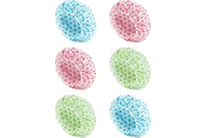 ELALOVE 6 Duschhauben für Damen, wasserdicht, wiederverwendbar, Charlotte, Haare, Dusche für Kinder und Erwachsene, mit bequemen elastischen Bändern, für Bad, Spa, Make-up, Zuhause