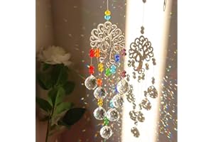 SAVOSWEET Sun Catcher Crystal Wind Chime, Crystal Sun Catcher, Hanging Decorative Crystal, Prism Sun Catcher, Hanging Decorative Crystal for Garden, Home Decoration. (Colorful)